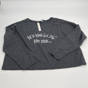 Soncy Top Large Womens Gray Cropped Casual Long Sleeves Graphic Print Knit New